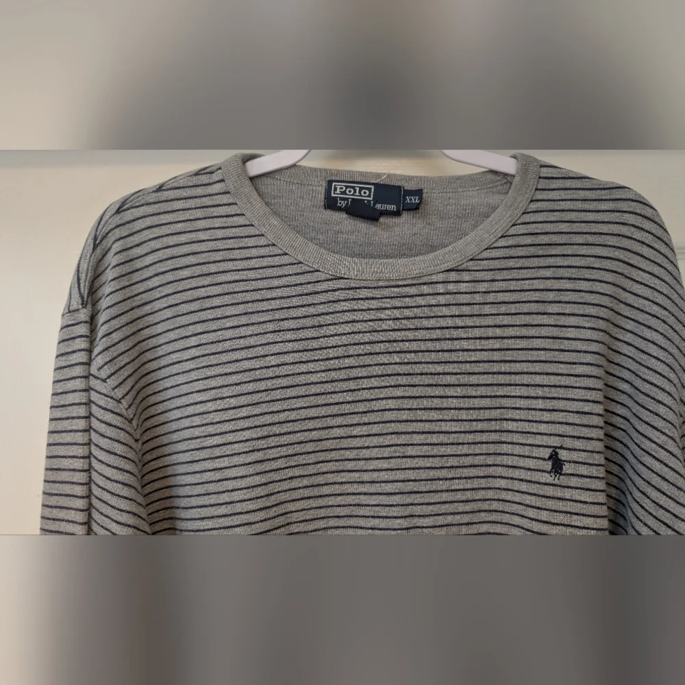 Polo Ralph Lauren Men's Gray Navy Striped Long Sleeve Shirt 100% Cotton Size XXL - Picture 6 of 13